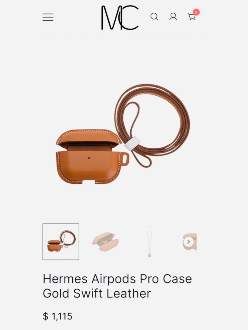 AIRPODS CASE: Crocodile Embossed Brown w/Golden Monogram, NWOT